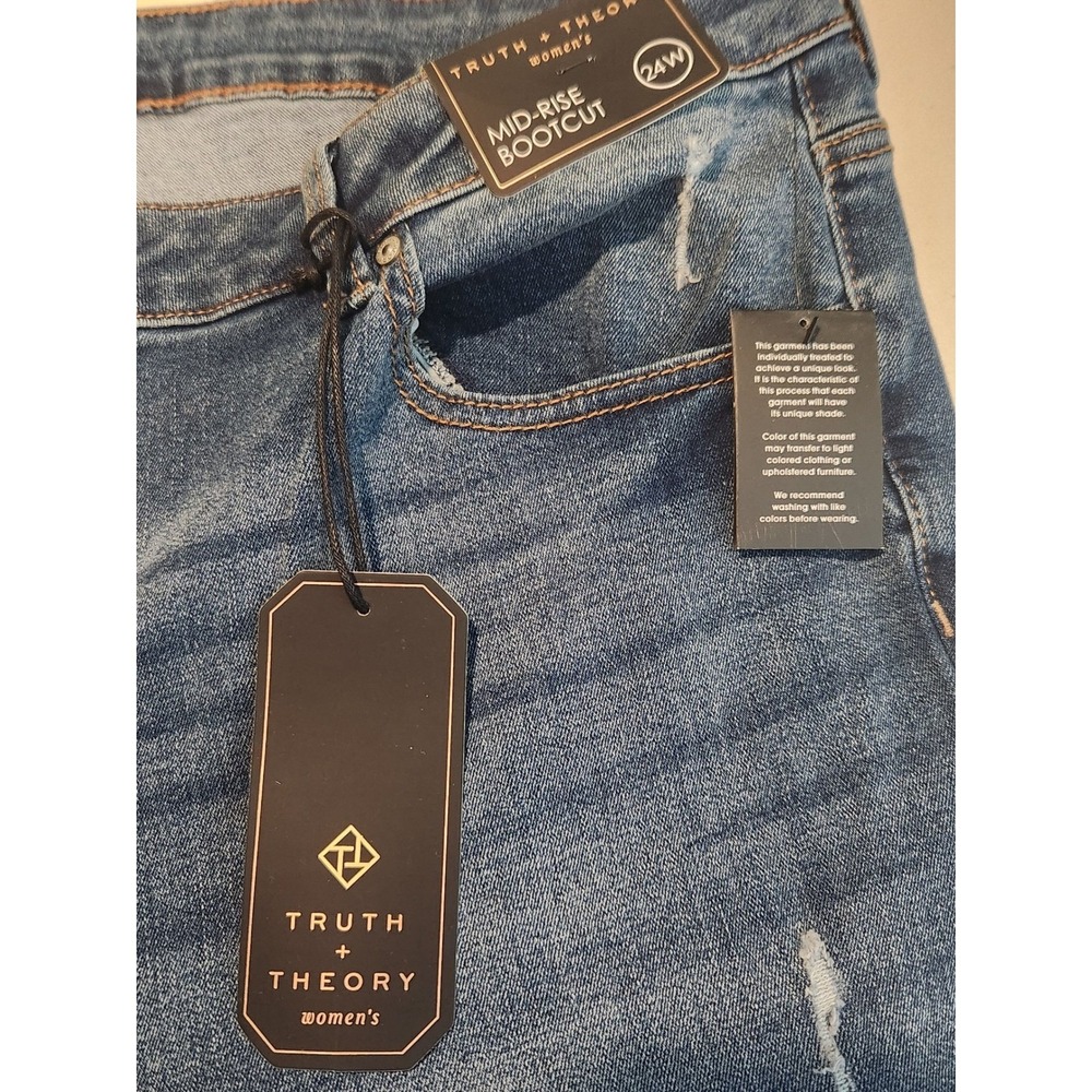 Truth + Theory Womens 24W Mid-Rise Bootcut Infinite Stretch Denim Jeans Blue NWT